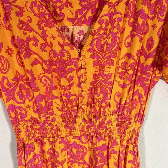 Anthropologie Paisley Print Hi Low Flutter Sleeve Midi Maxi Dress Size 10 Flowy - Picture 5 of 8